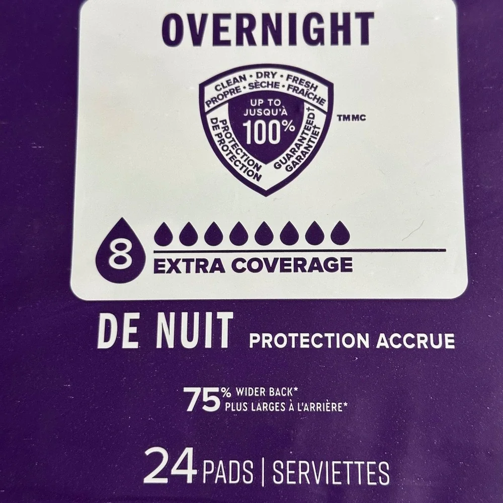 Poise Fresh Protection Overnight Pads #8 Extra Coverage New 2 Pk 48 Total Count